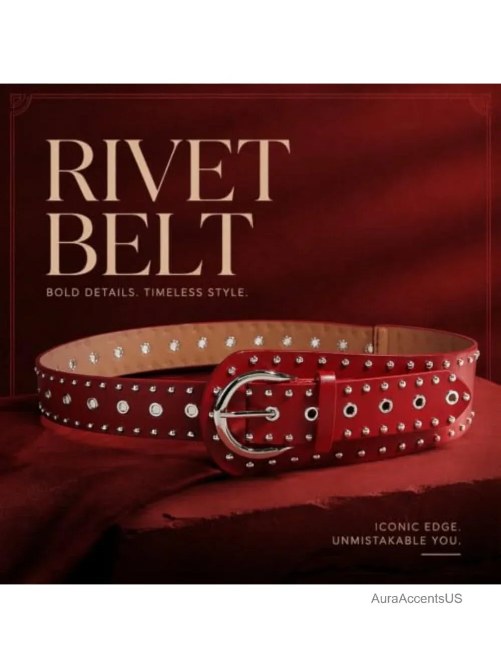 Y2K Studded Chunky PU Leather Belt Adjustable Silver Rivet Punk Gothic Festival